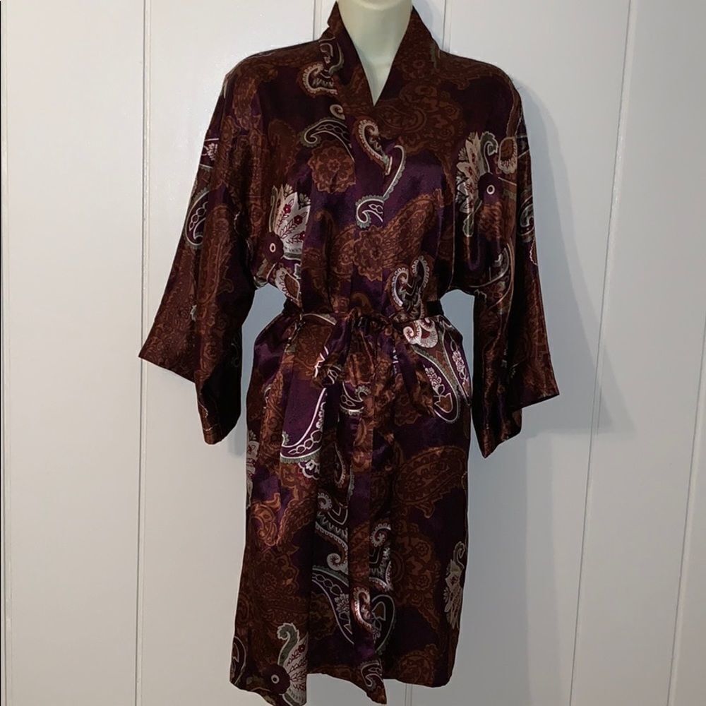 Vtg 90s California Dynasty silky polyester robe